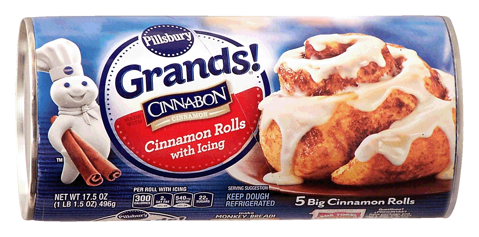 Pillsbury Grands! 5 big cinnamon rolls with icing with cinnabon cinnamon  Full-Size Picture